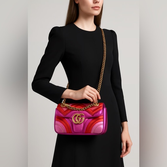 297 Preloved Gucci GG Marmont Metallic Chevron Mattelasse($$ Marked Down 2-9-25) - Picture 9 of 9